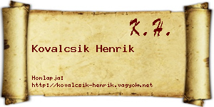 Kovalcsik Henrik névjegykártya